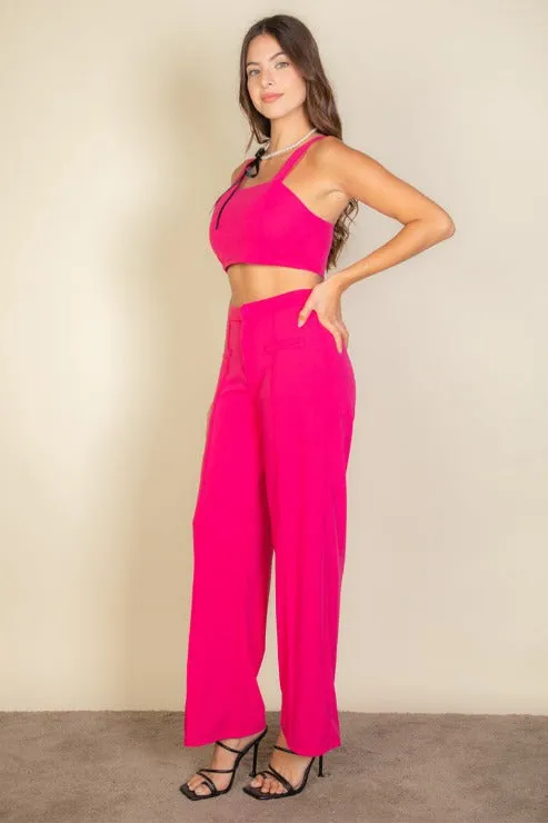 Solid Tank Top & Wide Leg Pants