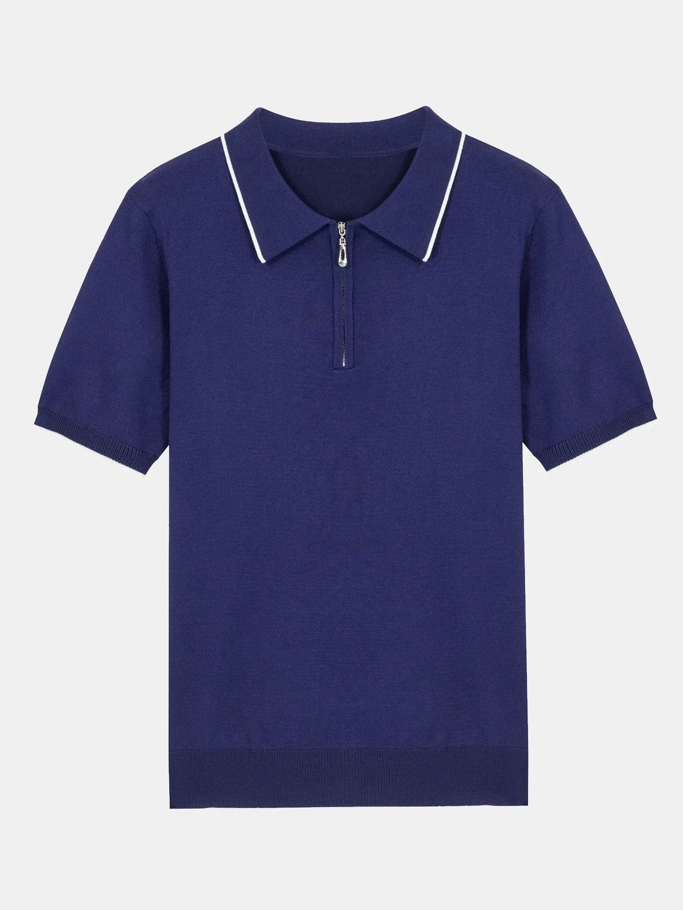 Solid Zip Sweater Polo