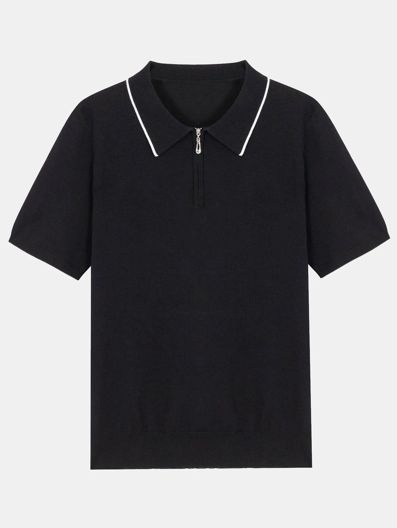 Solid Zip Sweater Polo