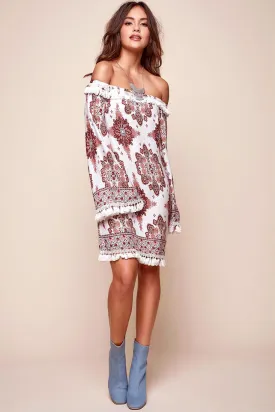 Sujata Bohemian Fringe Tunic Dress White