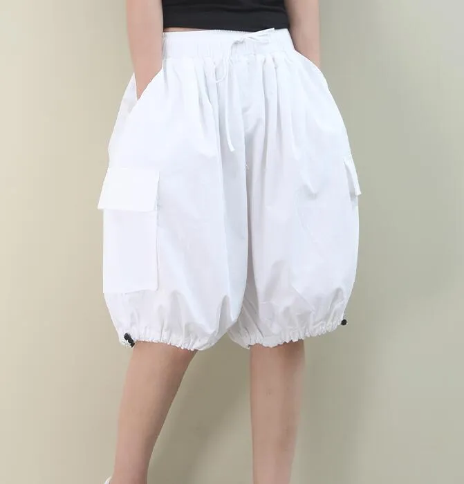 Summer Loose Linen Wide Leg Women Casual Half Length Pants WG05131