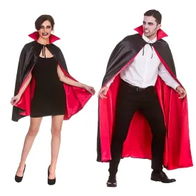 Super Deluxe Black Satin Vampire Cape Red Lining 80/140cm