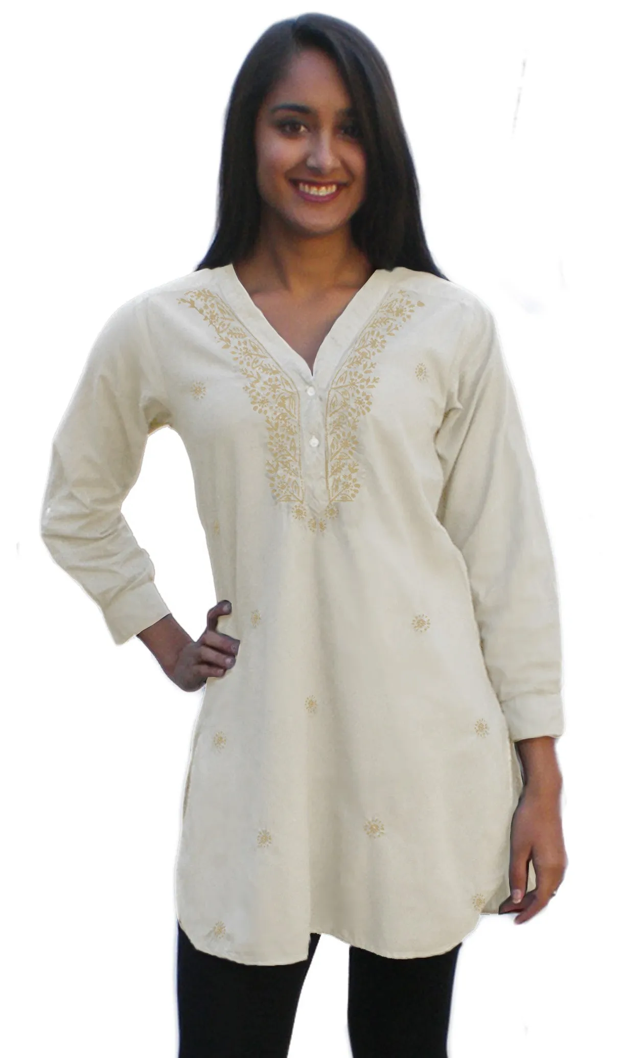 Uma Hand Embroidered Pure Cotton Shirt Tunic (Regular Sizes)