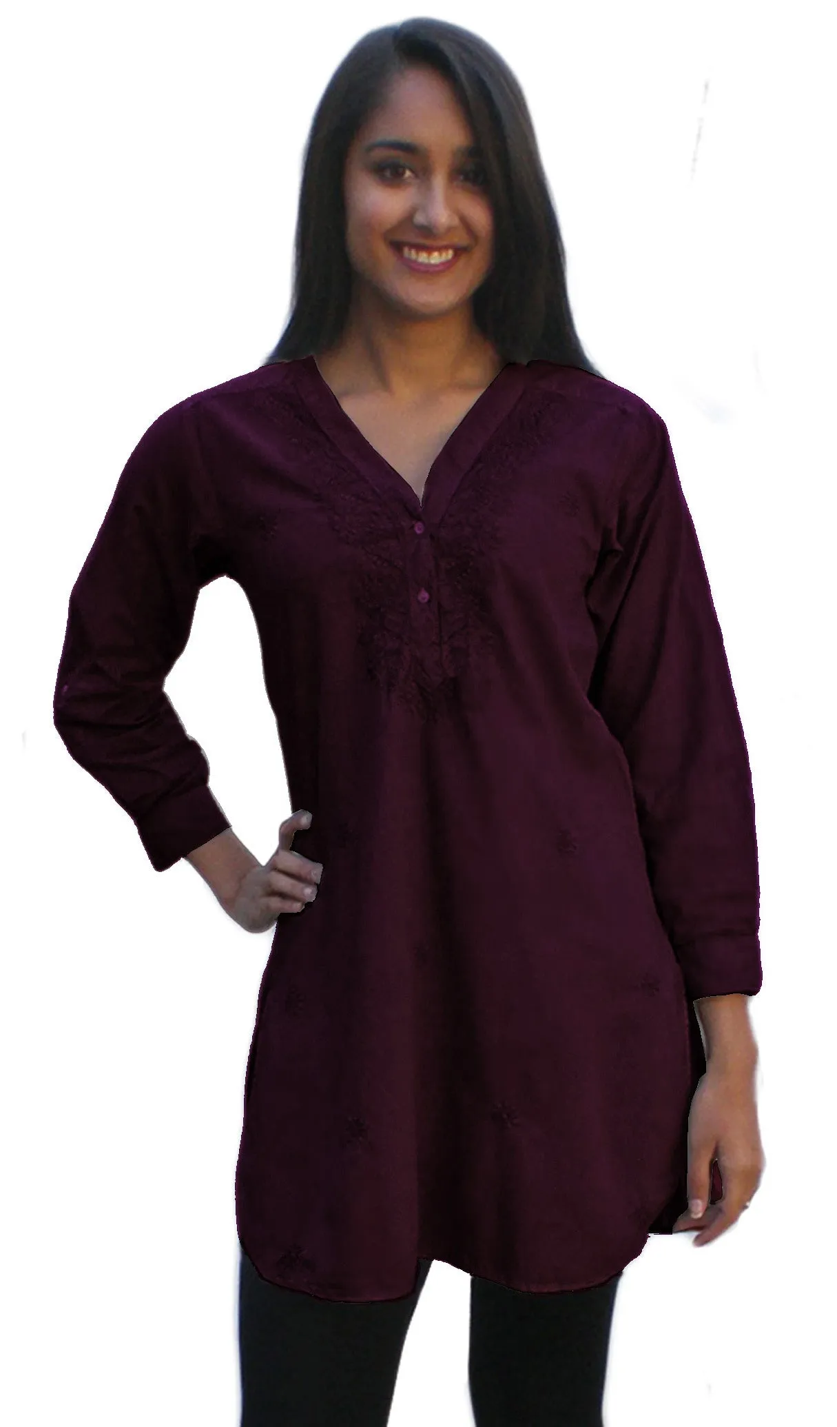 Uma Hand Embroidered Pure Cotton Shirt Tunic (Regular Sizes)