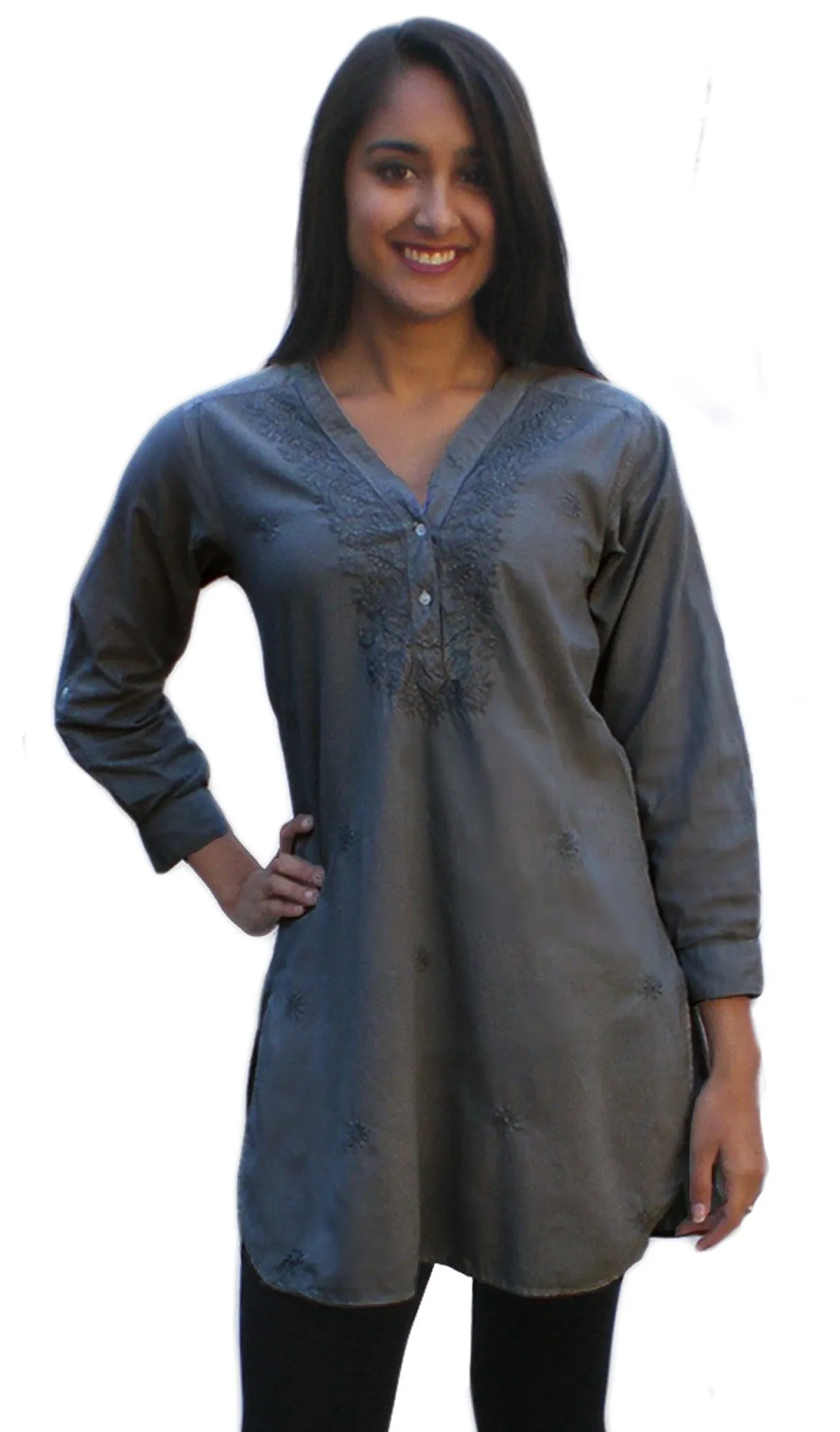 Uma Hand Embroidered Pure Cotton Shirt Tunic (Regular Sizes)