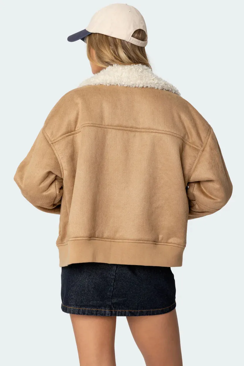 Velvet Ridge Shearling Bomber Jacket