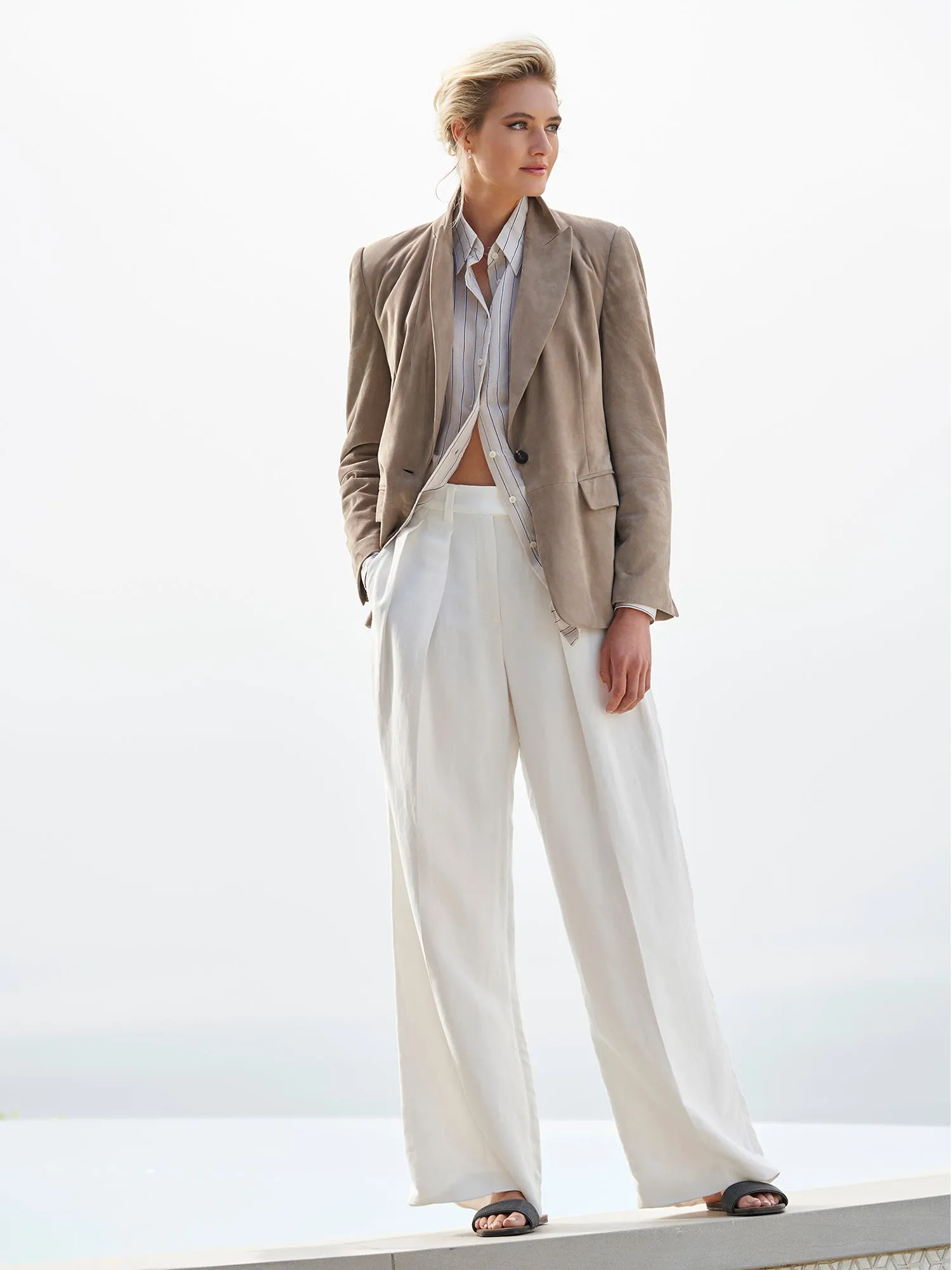 Wide Leg Linen Twill Pant