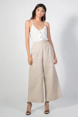 Wide Leg Pleated Linen Pants