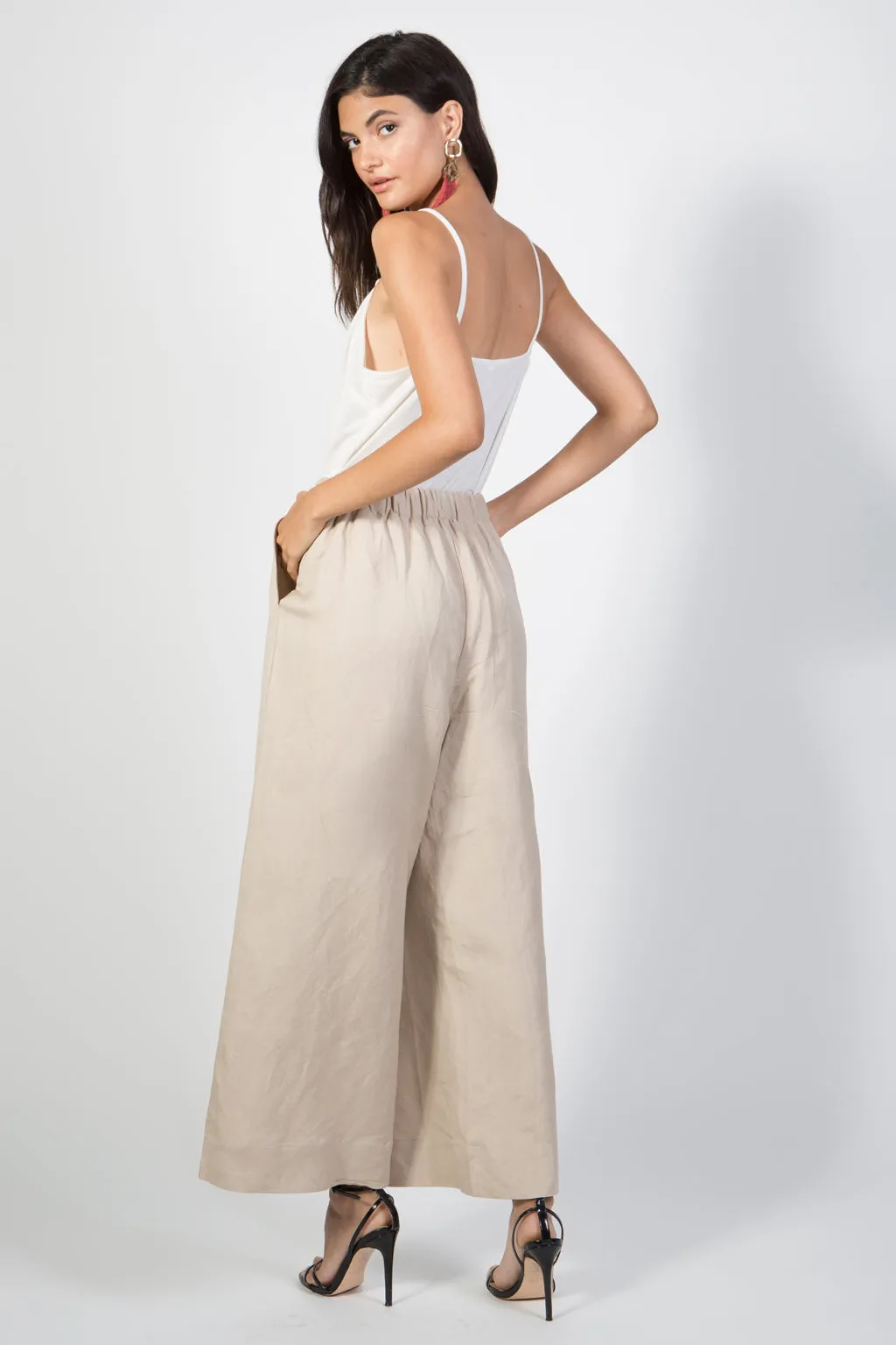 Wide Leg Pleated Linen Pants