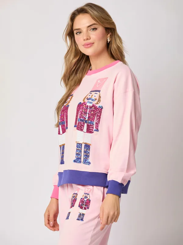 Women Christmas Loungewear Set with Sparkling Nutcracker