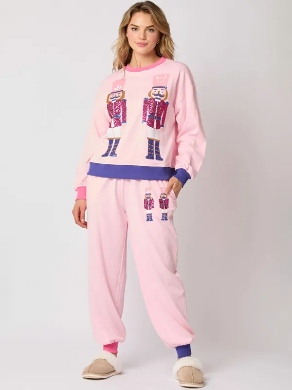 Women Christmas Loungewear Set with Sparkling Nutcracker