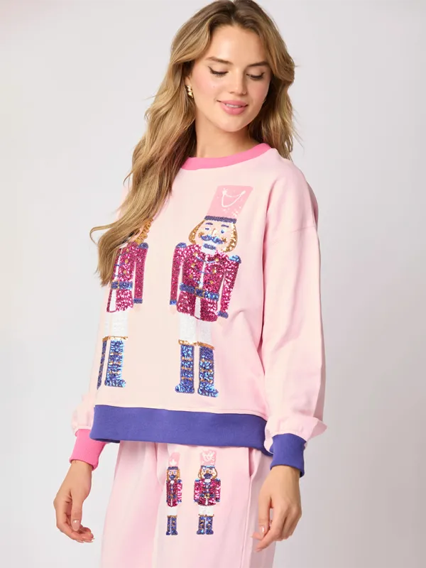 Women Christmas Loungewear Set with Sparkling Nutcracker