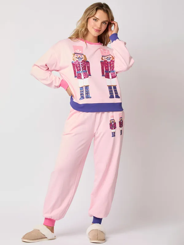 Women Christmas Loungewear Set with Sparkling Nutcracker