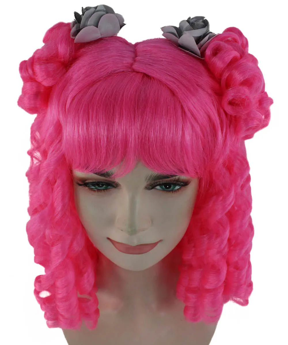 Womens Colonial Lady Pink Curly Wig | Premium Breathable Capless Cap