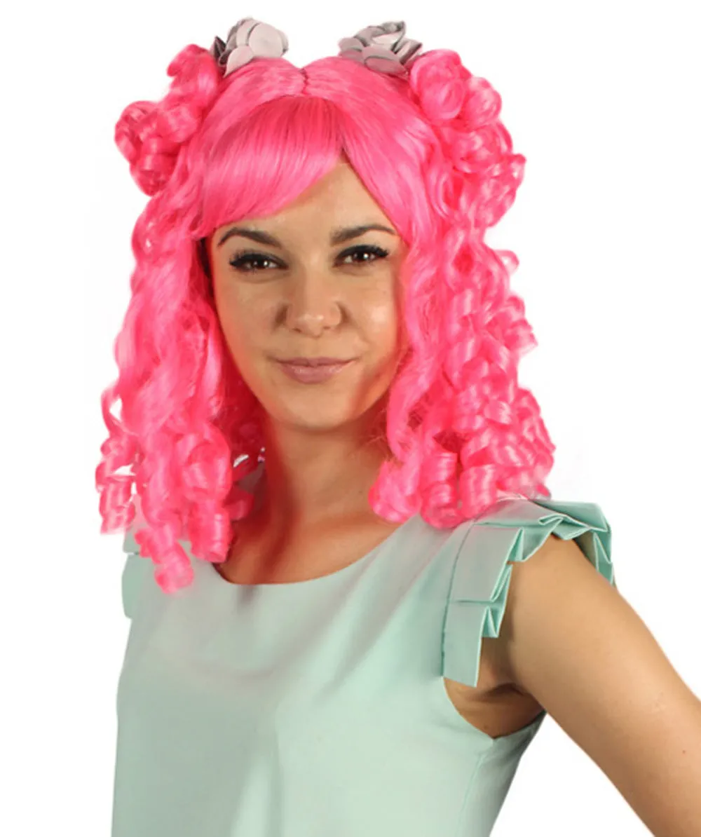 Womens Colonial Lady Pink Curly Wig | Premium Breathable Capless Cap