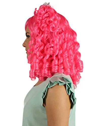 Womens Colonial Lady Pink Curly Wig | Premium Breathable Capless Cap