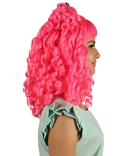 Womens Colonial Lady Pink Curly Wig | Premium Breathable Capless Cap