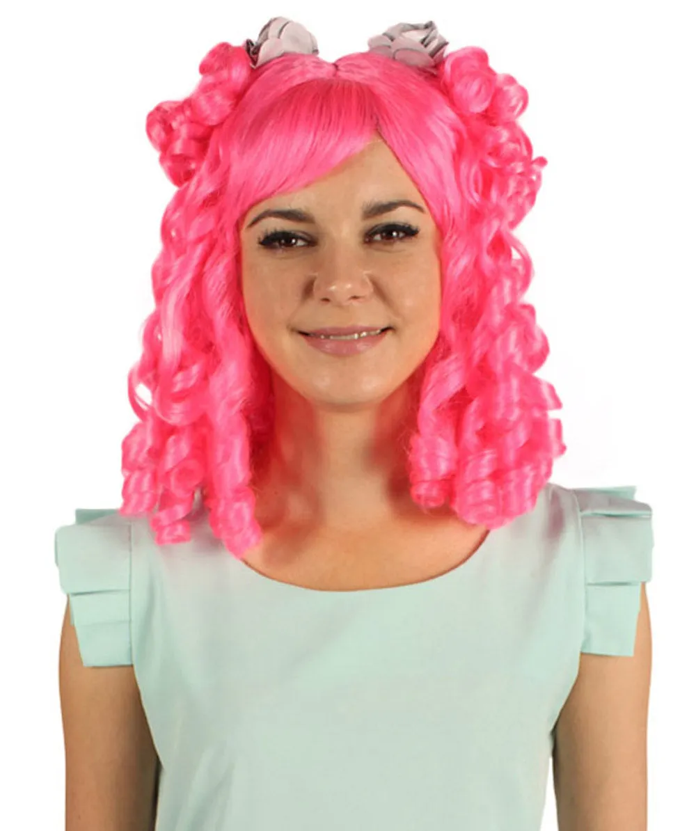 Womens Colonial Lady Pink Curly Wig | Premium Breathable Capless Cap