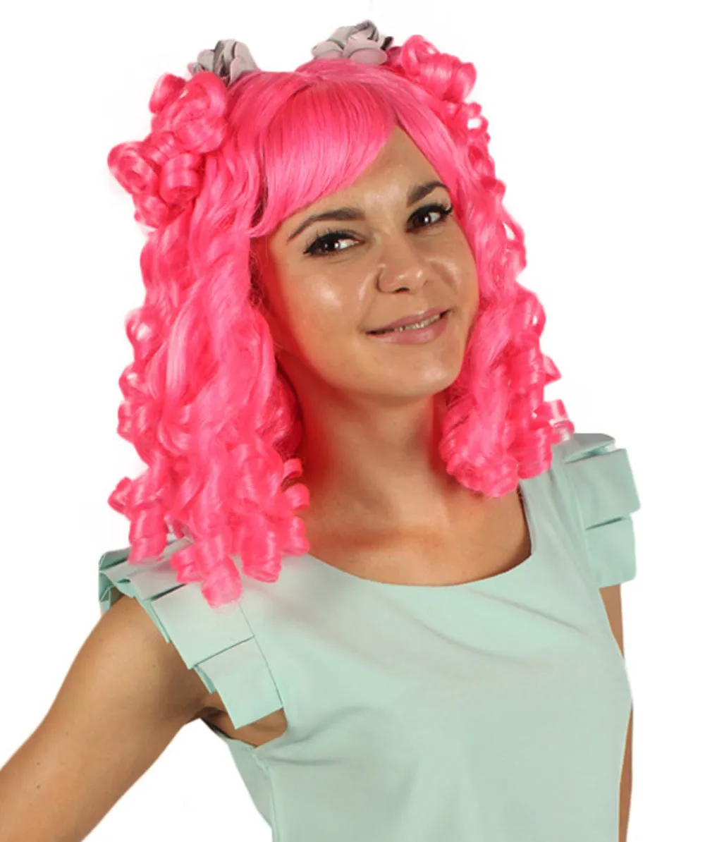 Womens Colonial Lady Pink Curly Wig | Premium Breathable Capless Cap