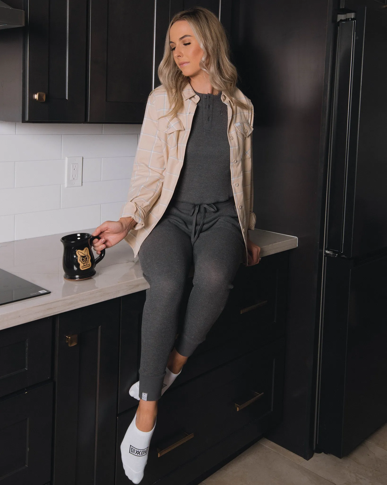 Women's Waffle Knit Joggers - Dark Gray