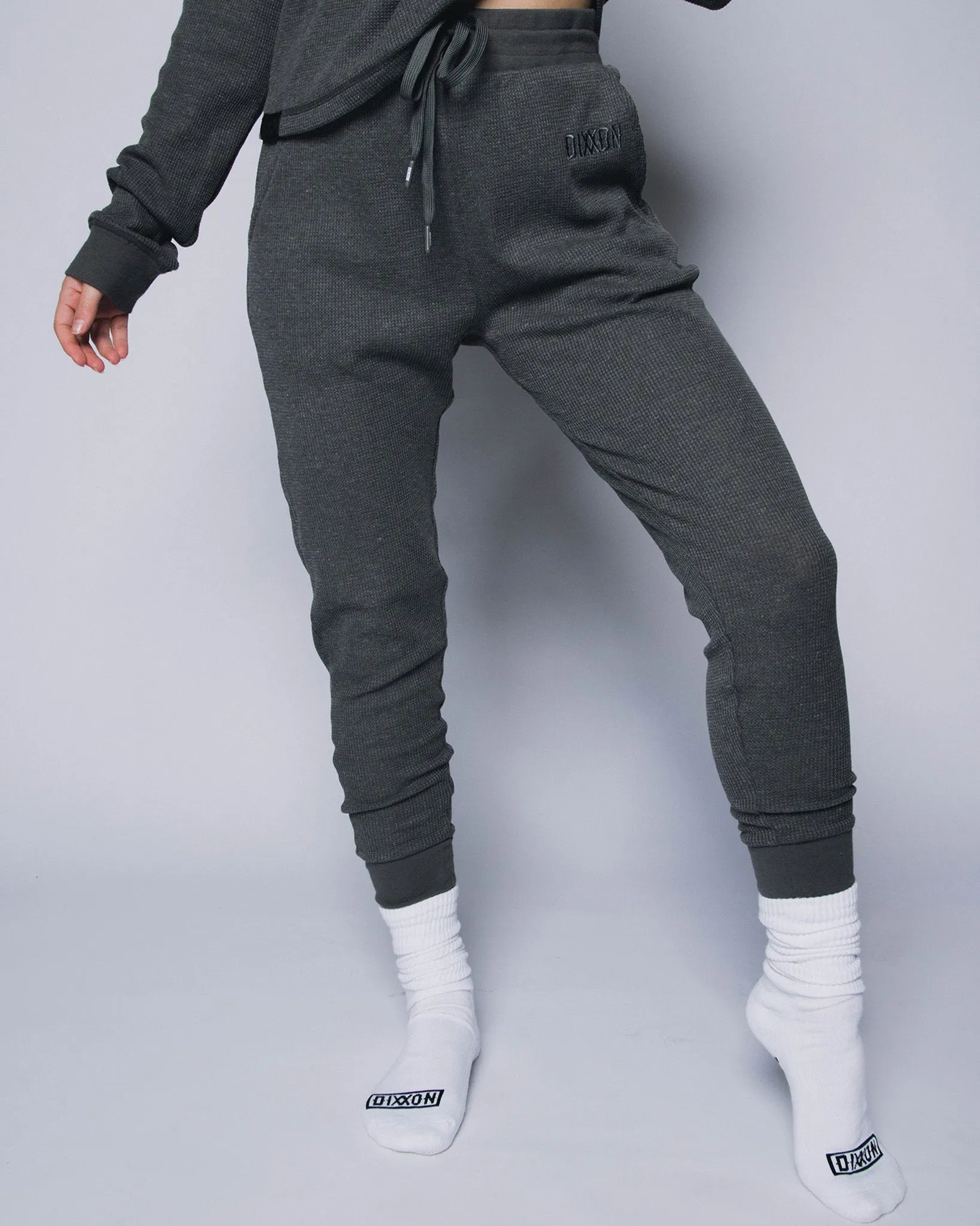 Women's Waffle Knit Joggers - Dark Gray