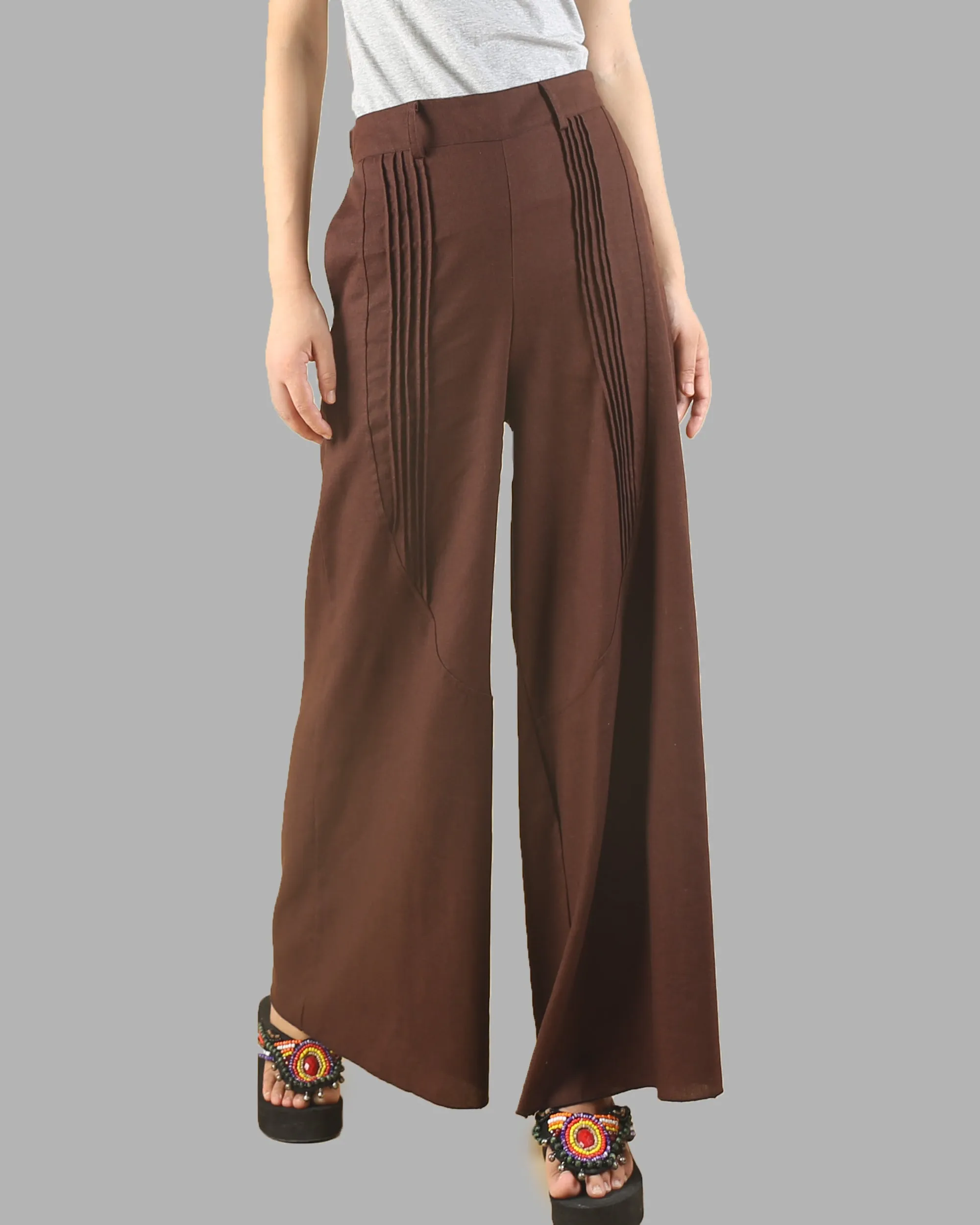 Women's Wide leg linen skirt pants/plus size trousers/oversize casual customized trousers(K1702)