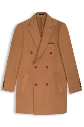 WOOLEN LONG COAT DOUBLE BREASTED KHAKI