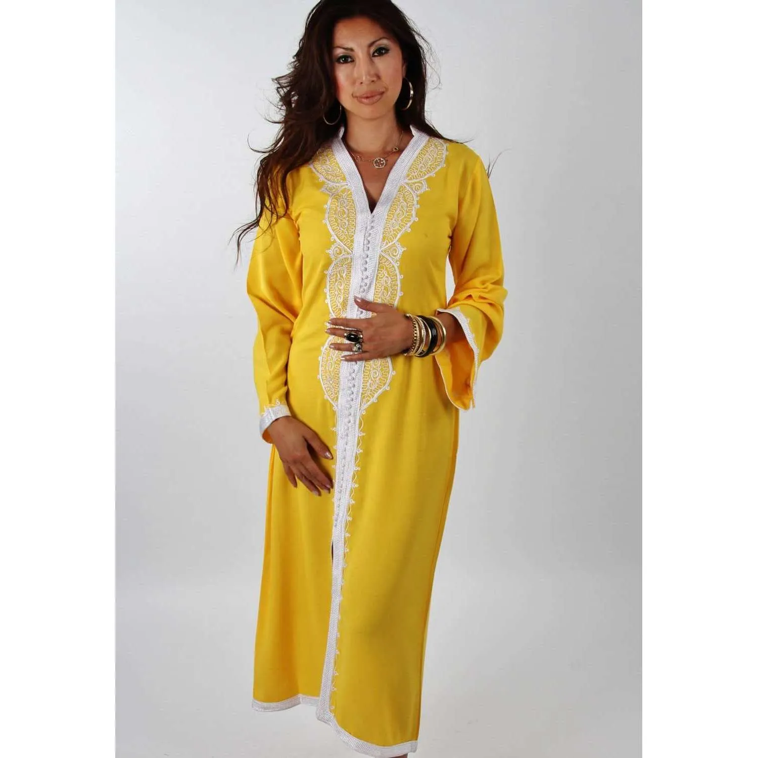 Yellow Moroccan Maxi Dress Kaftan- Lella Style